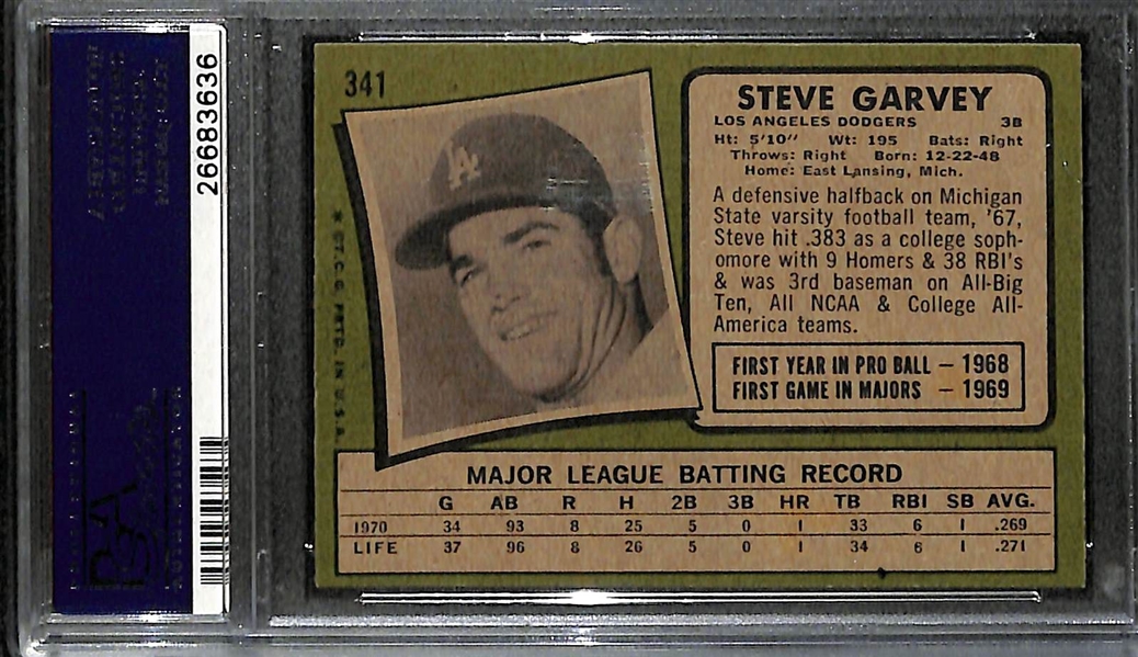 1971 Topps Steve Garvey Rookie Card #341 - Graded PSA 8
